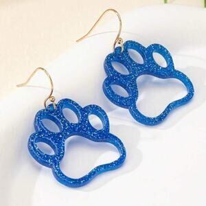Blue Glitter Acrylic Paw Drop Earrings Kentucky
